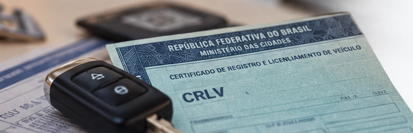 Documentação veicular e chave de automóvel organizadas para atendimento