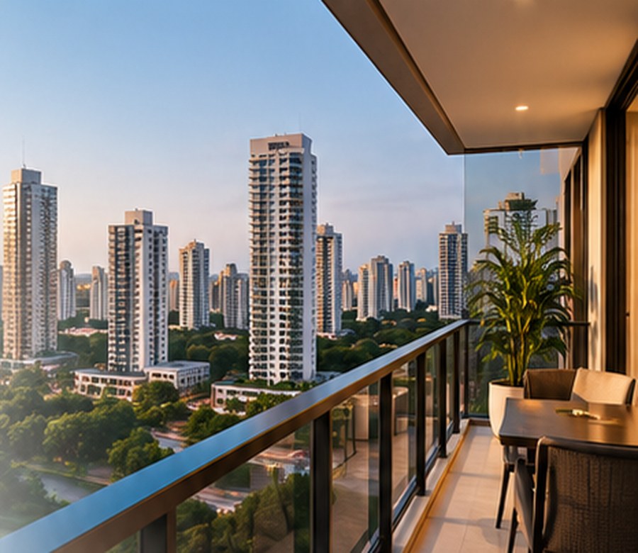 Imagem ilustrativa de vista urbana a partir de uma varanda residencial